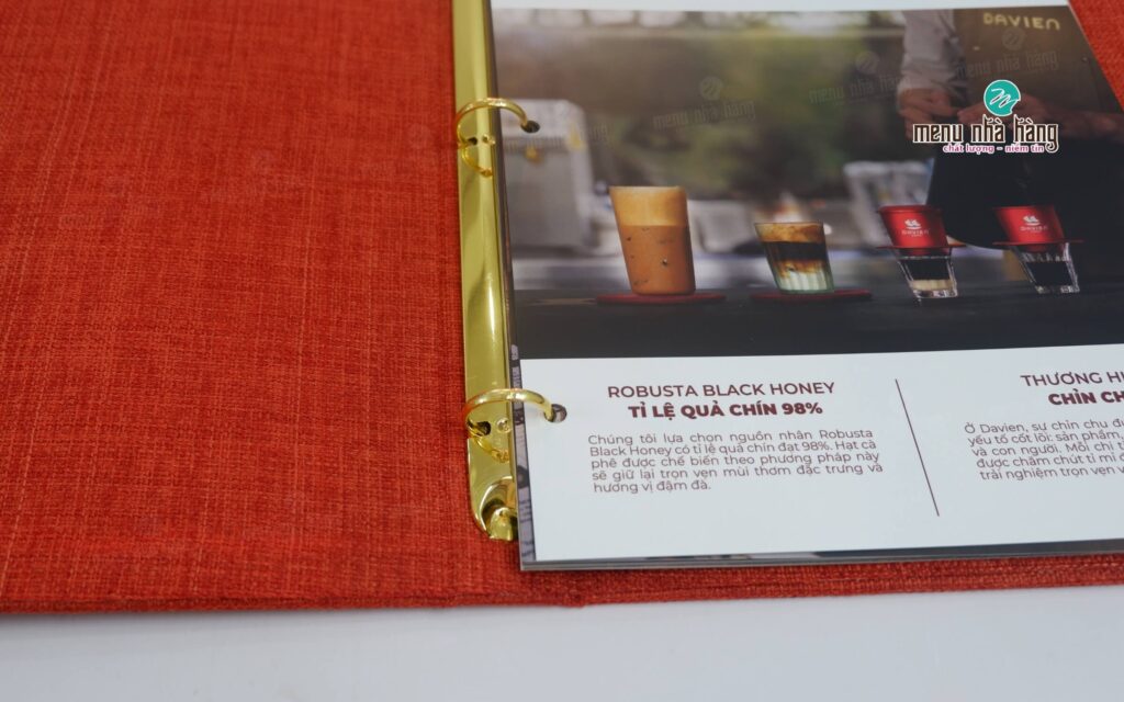 Mẫu thiết kế bên trong cuốn menu Davien