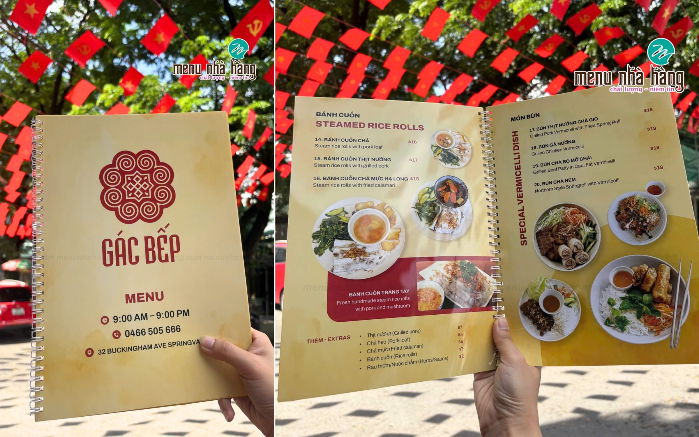Menu Giấy nhựa đóng cuốn lò xo