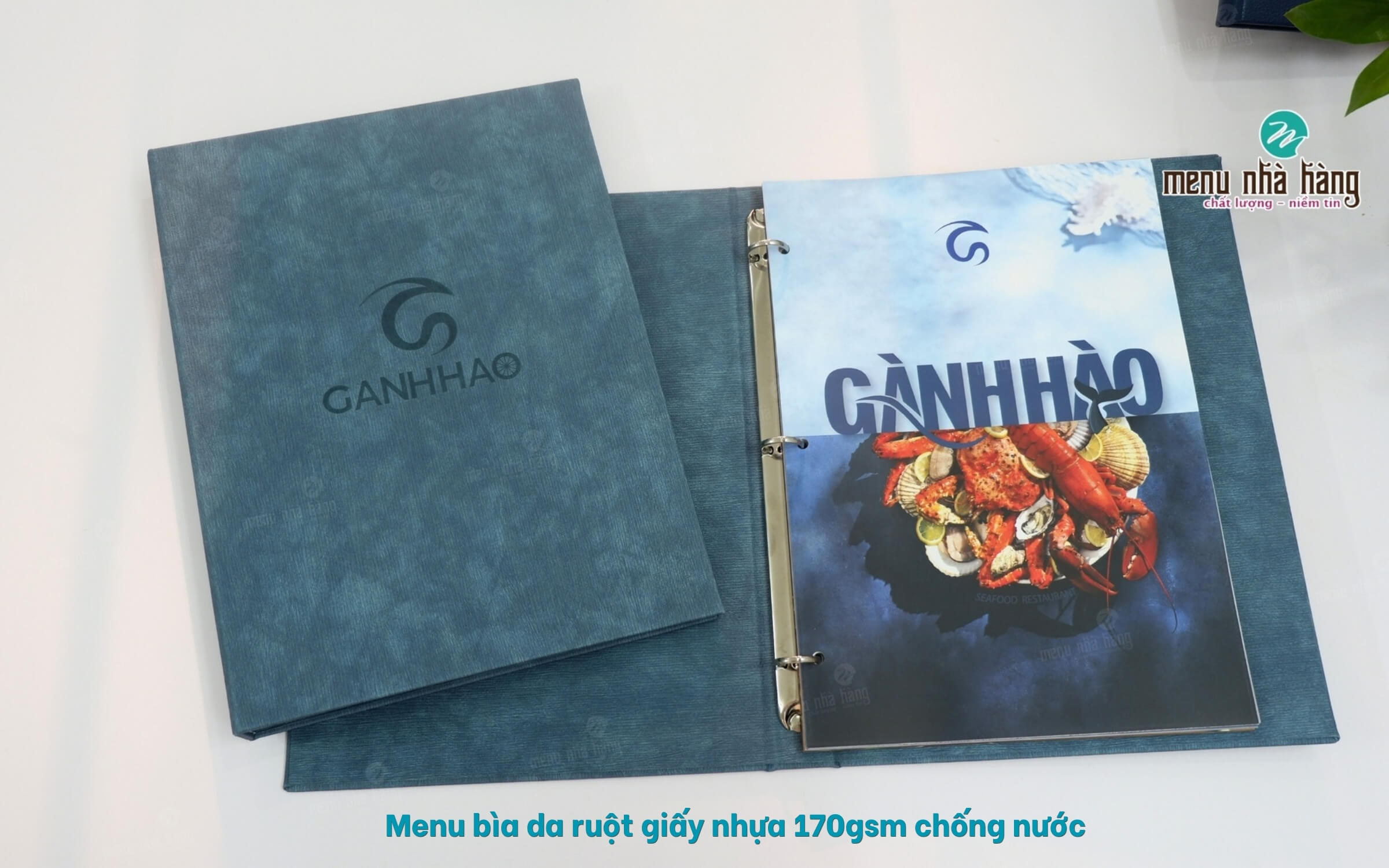 Menu bìa da nhà hàng Gánh Hào