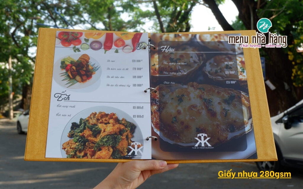 Menu bìa da ruột giấy nhựa 280gsm