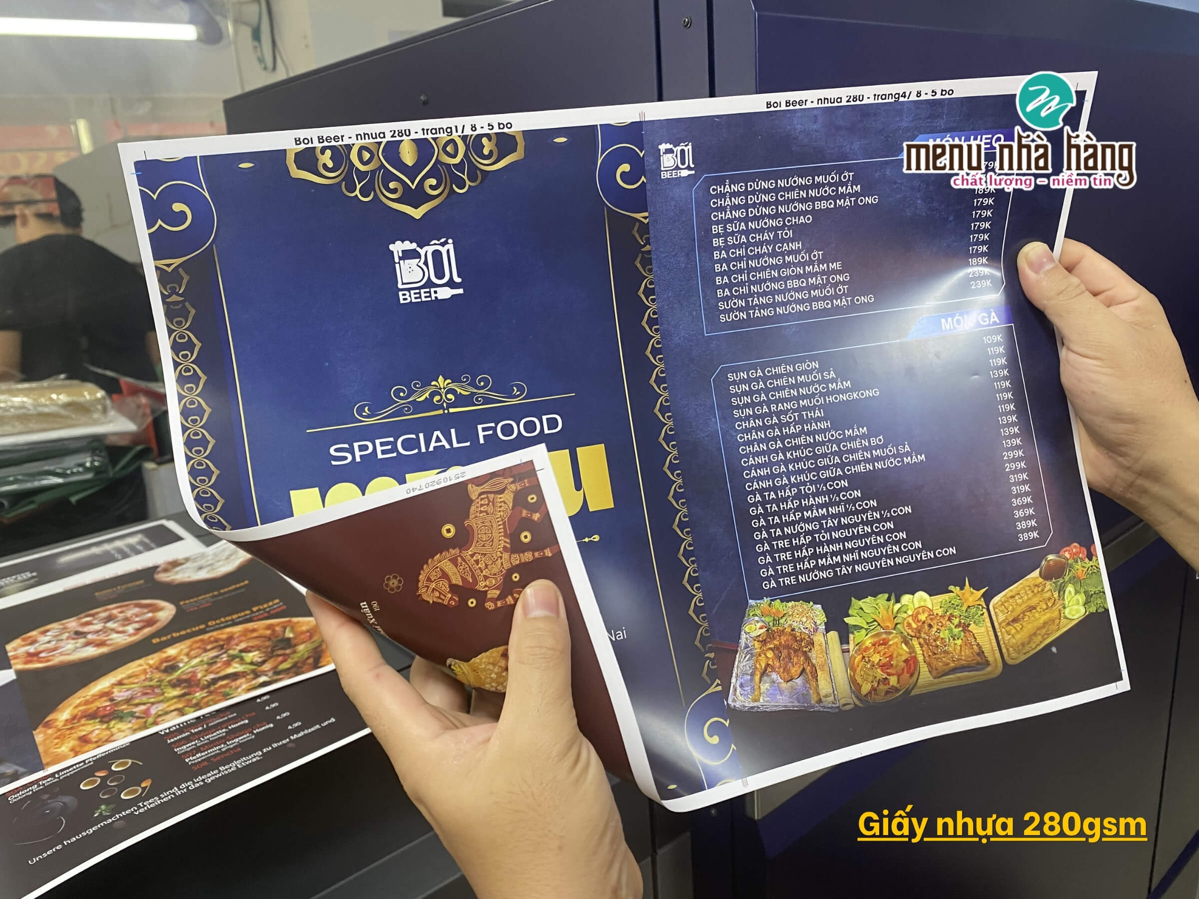 Menu giấy nhựa định lượng 280gsm