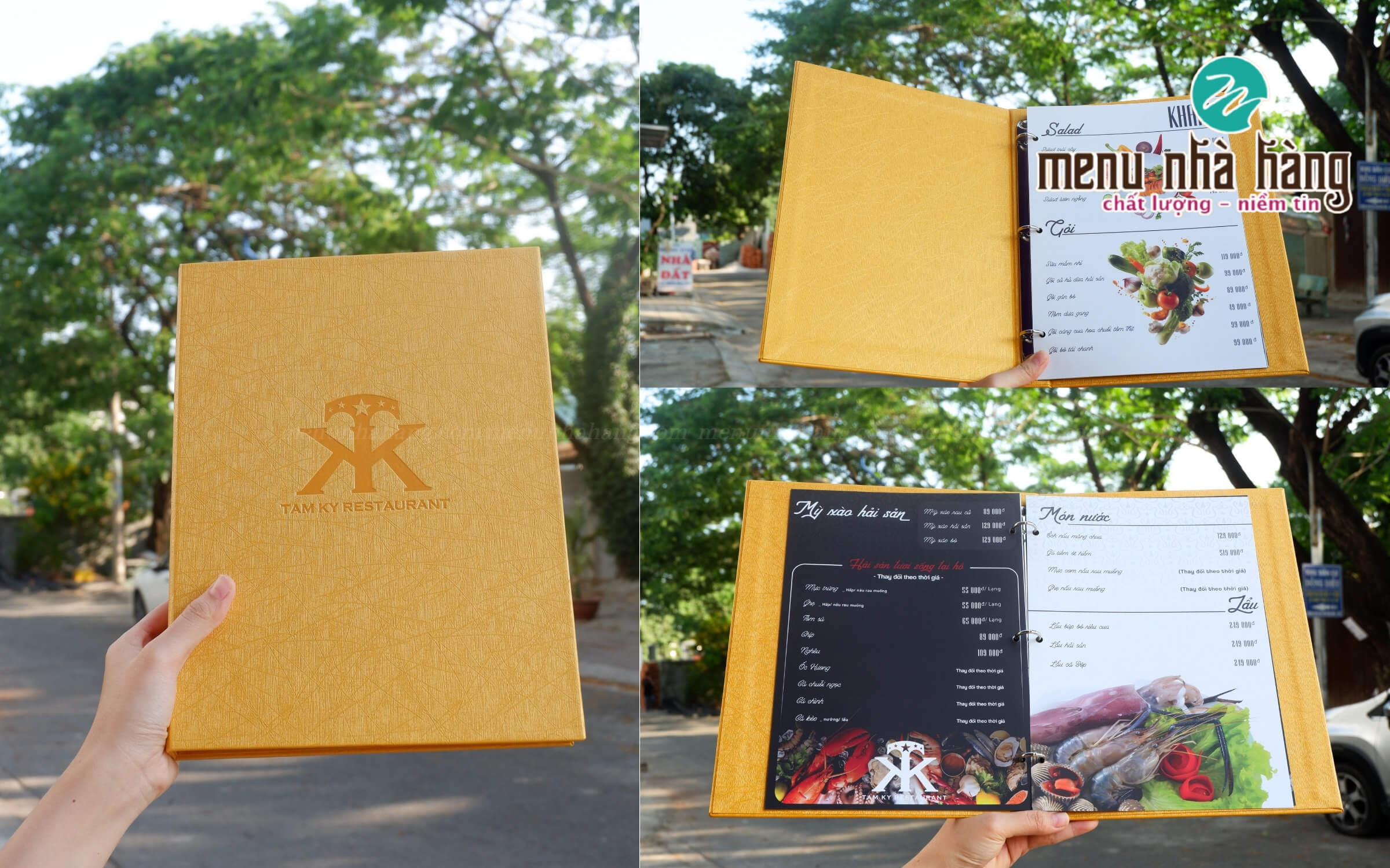 In menu nhà hàng Tâm Ký