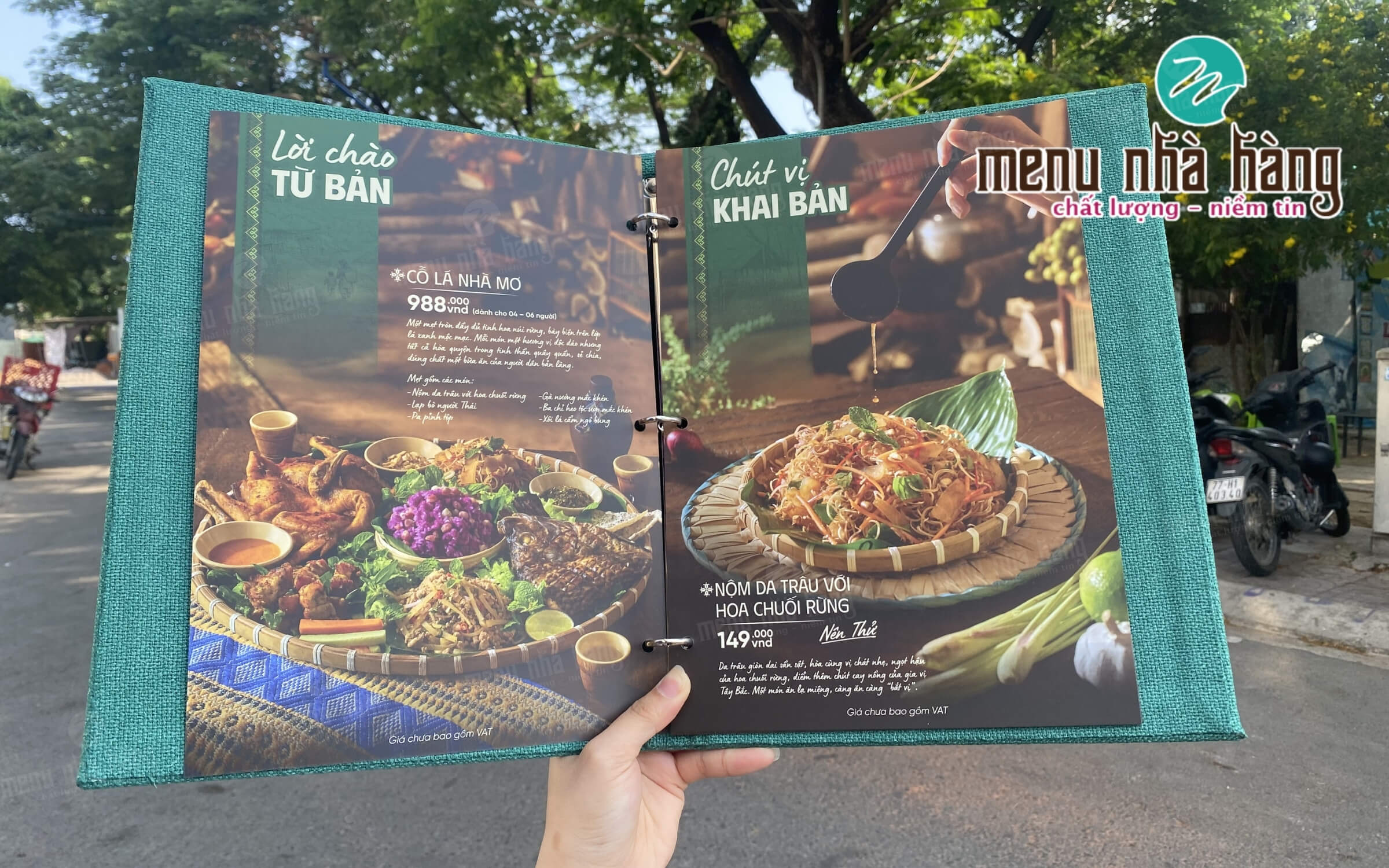 Mẫu Menu bằng bìa vải