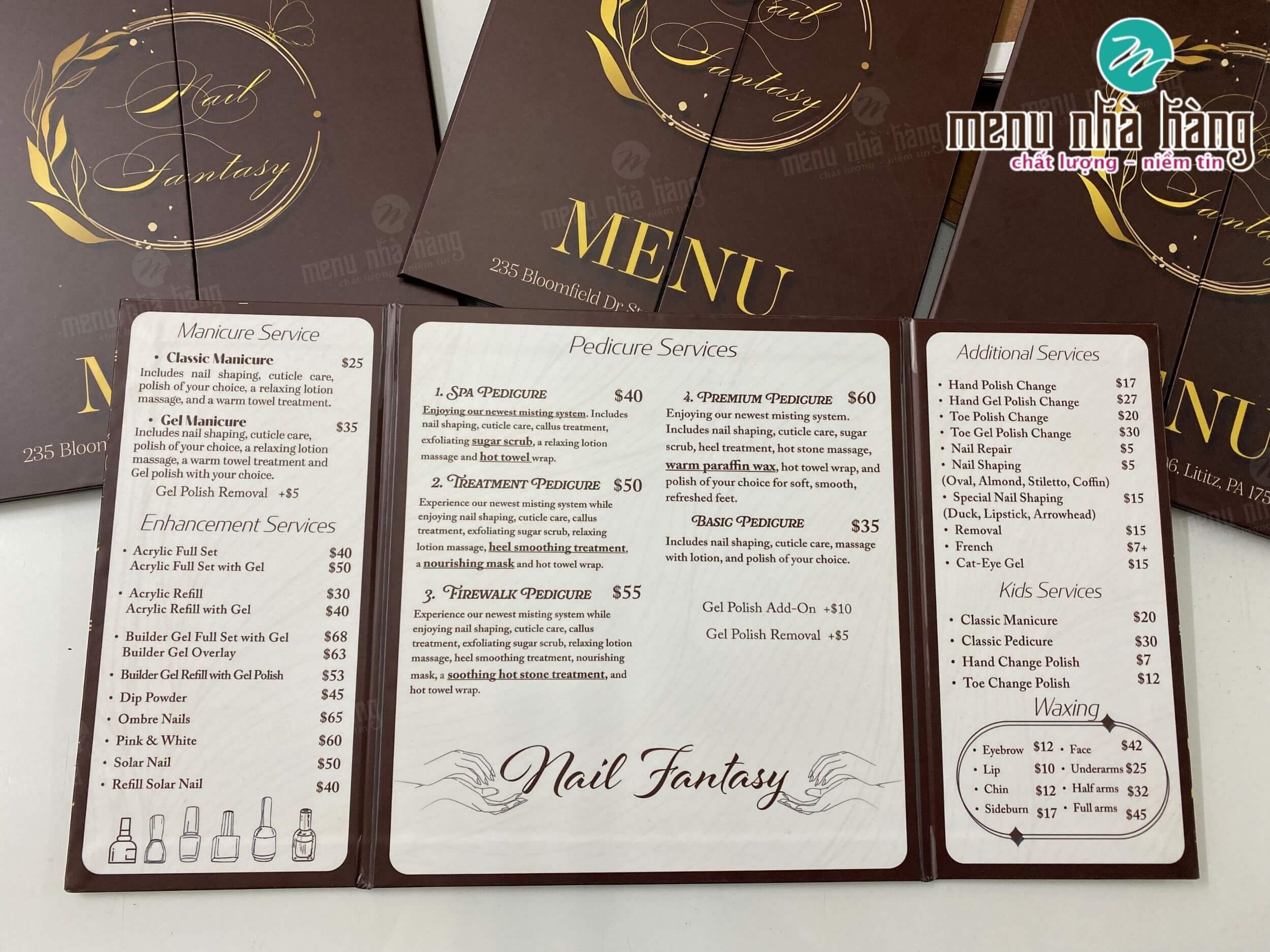 Mẫu menu tiệm nail đẹp, tiện lợi