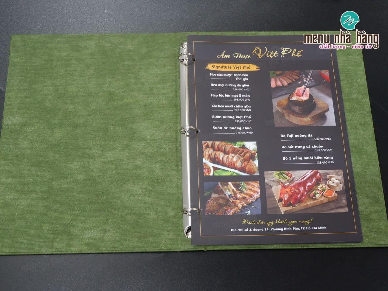 Mẫu in menu bằng giấy nhựa đẹp