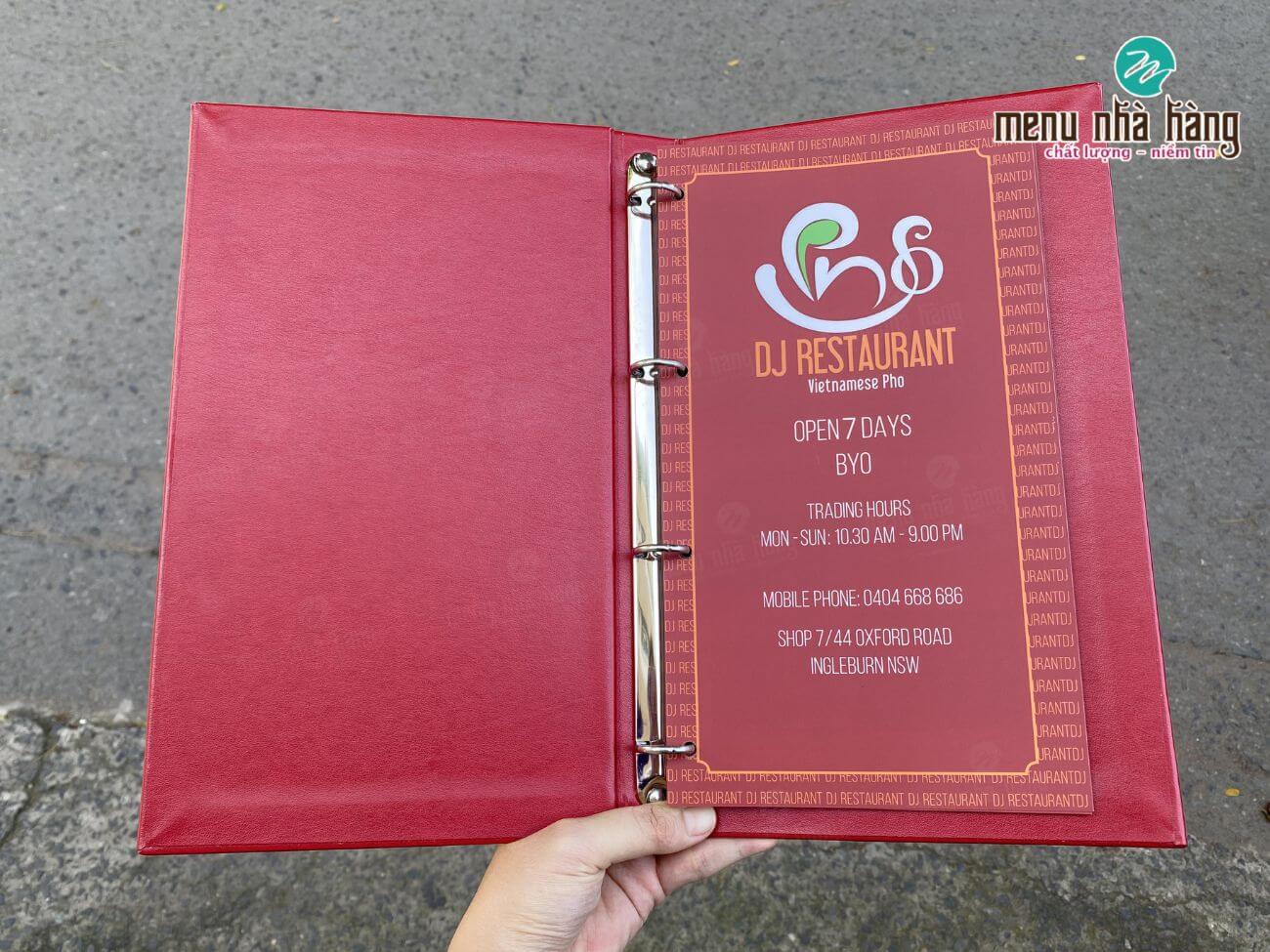 In menu bằng giấy nhựa gáy còng 