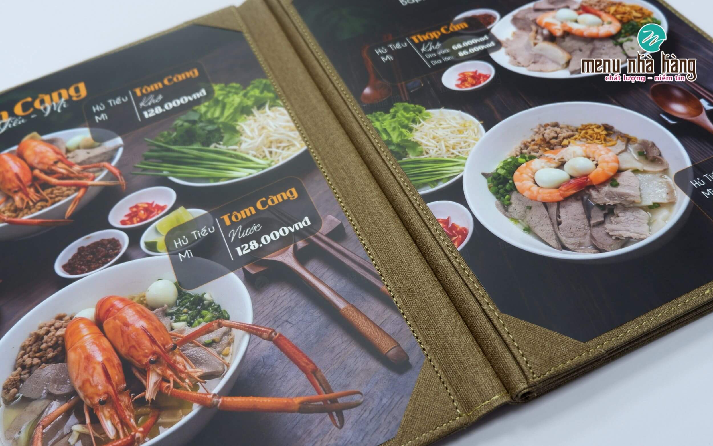 Mẫu thiết kế menu cho nhà hàng hủ tiếu